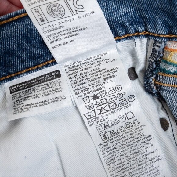 Levis 511 Shorts Blue Denim Pride Rainbow Stonewall Raw Hem Embroidered Size 30 - Picture 12 of 14